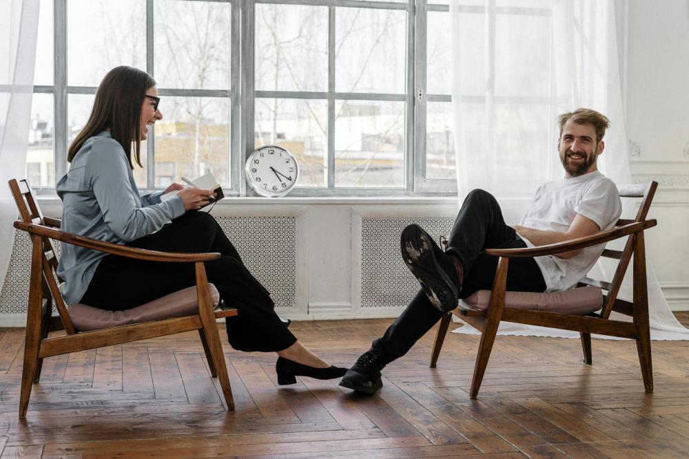 woman coaching a man